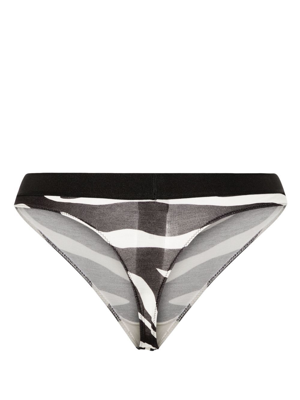 OPTICAL ZEBRA PRINTED MODAL SIGNATURE THONG - 3