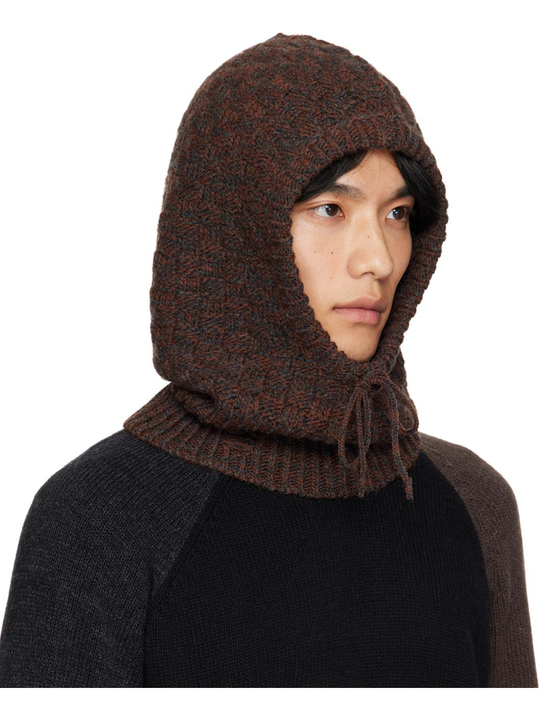 Brown Wool Blend Hood - 2