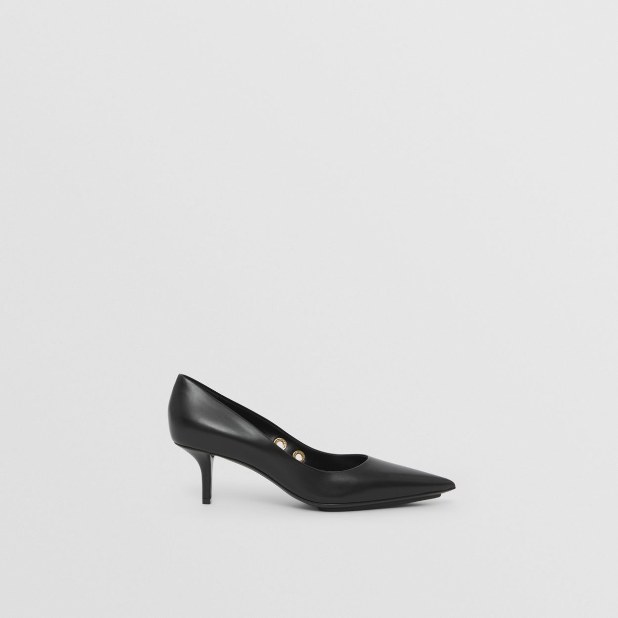 Eyelet Detail Leather Point-toe Pumps - 1