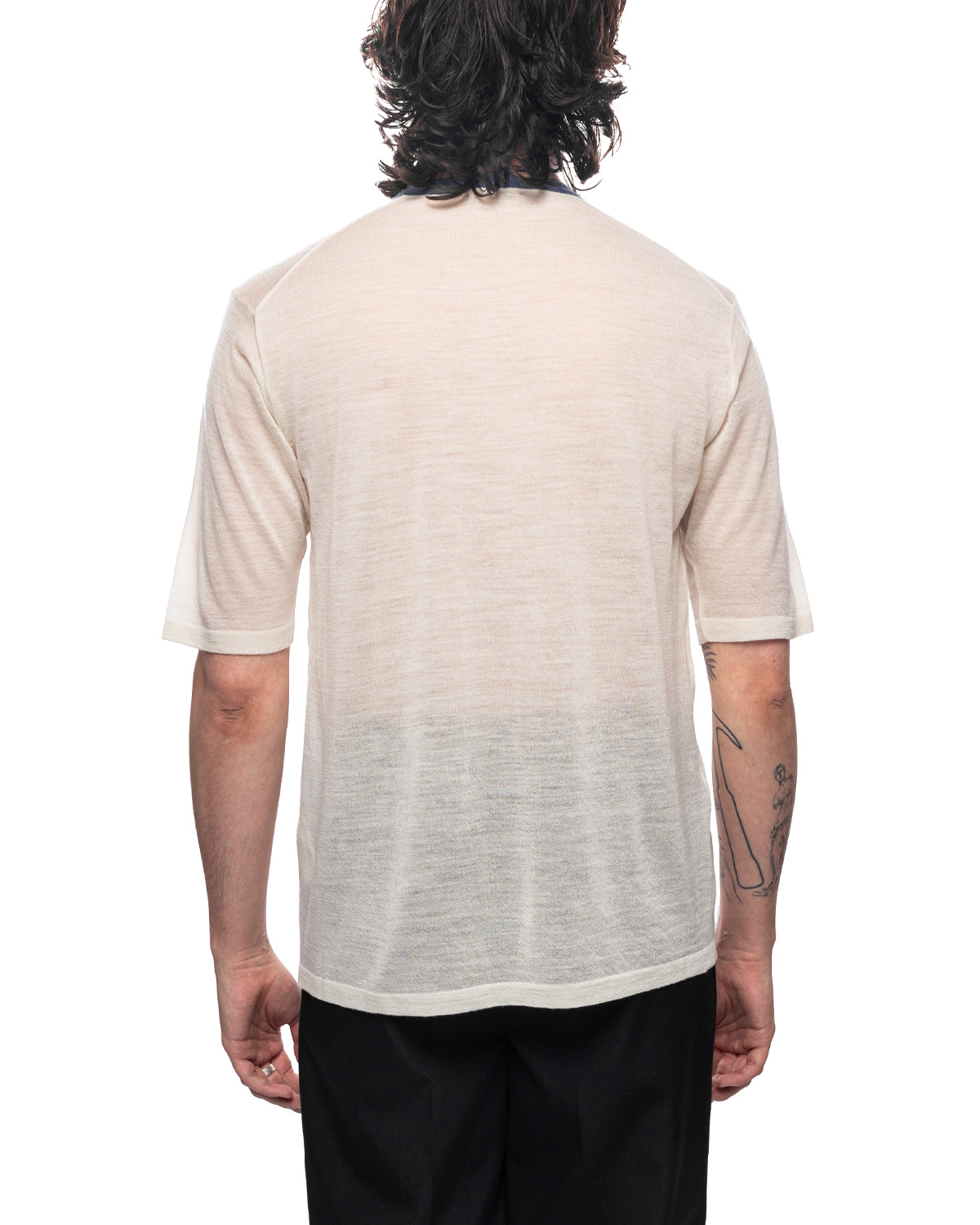 AURALEE Hard Twist High Gauge Wool Silk Knit Tee Ivory