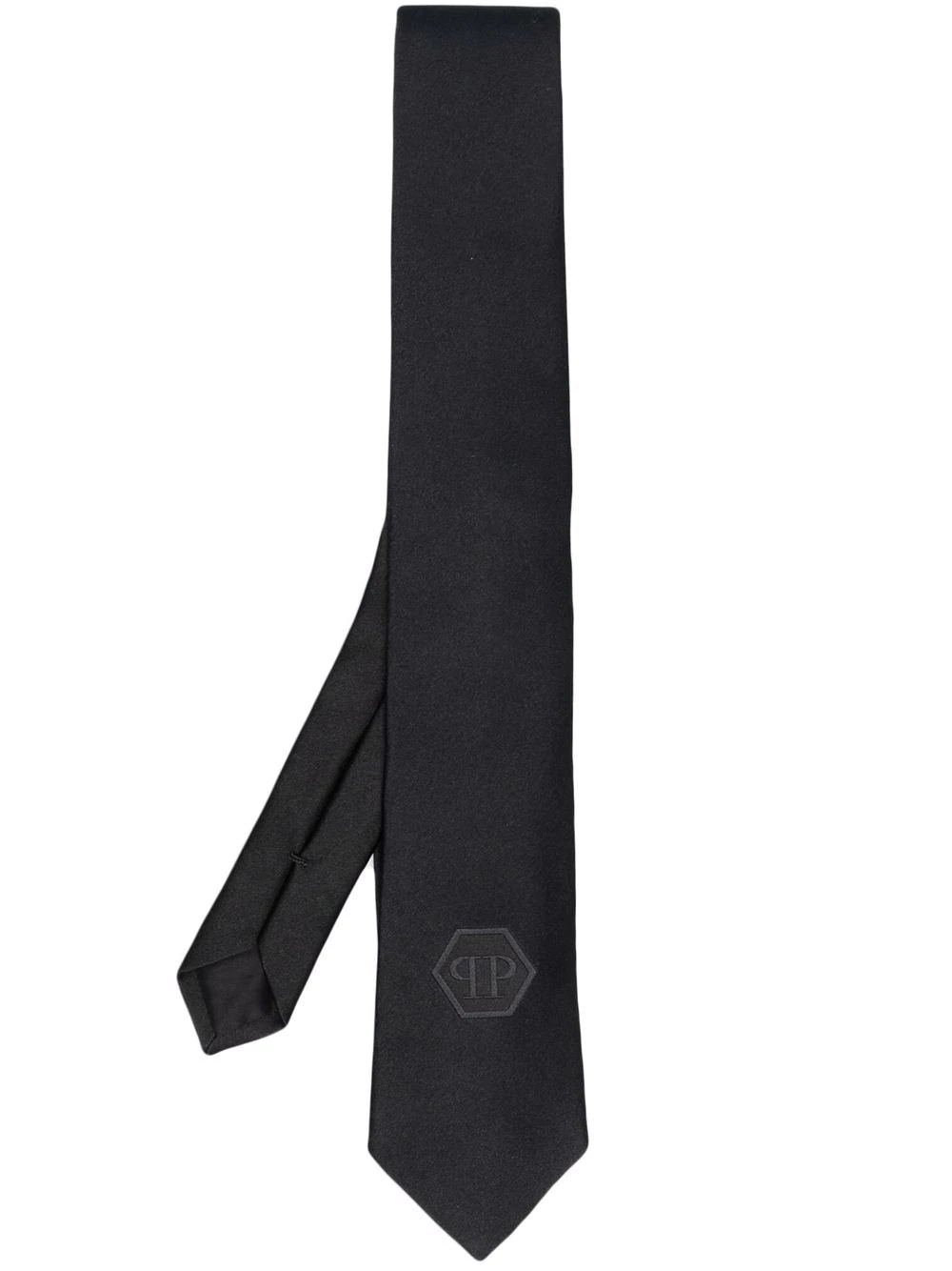 hexagon logo-patch silk tie - 1