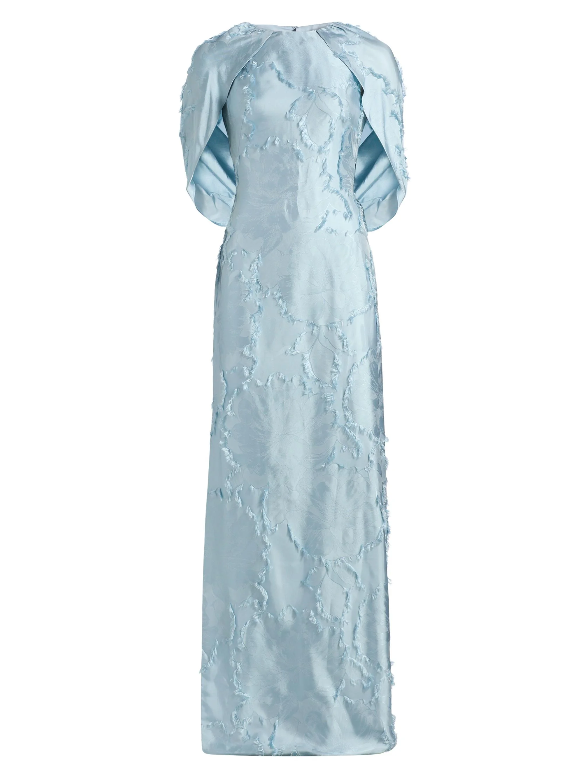Women's Satin Cape-Detail Gown - Blue Grey - 1