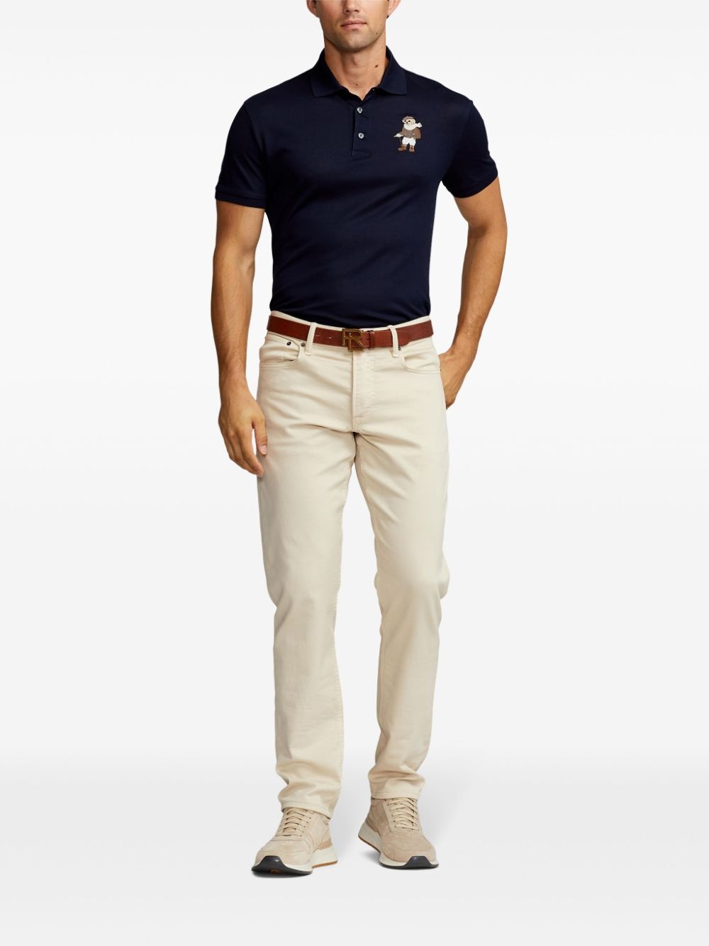 Teddy Bear-embroidered cotton polo shirt - 2
