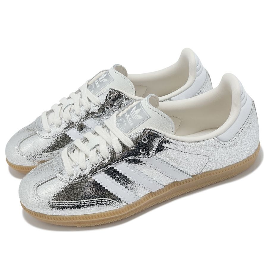(WMNS) adidas Samba OG 'Silver Metallic Cracked Leather' JR0035 - 3
