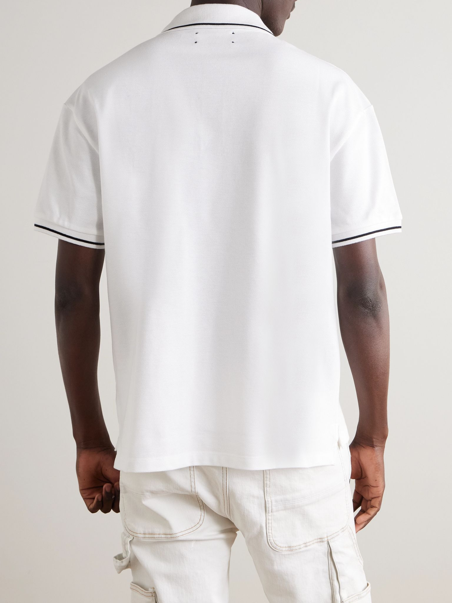 Logo-Embroidered Cotton-Piqué Polo Shirt White - 3