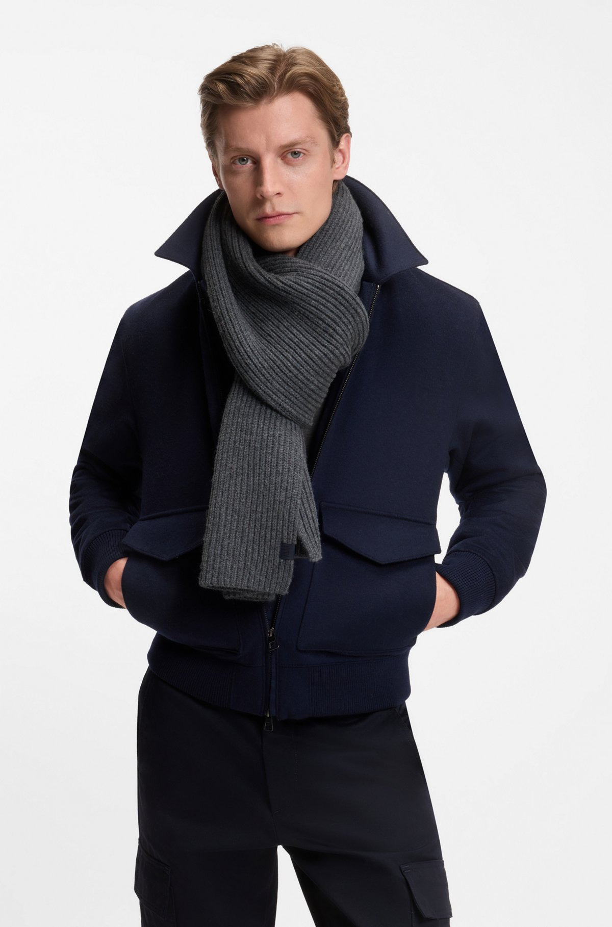 BECKHAM X BOSS SCARF IN VIRGIN WOOL AND CASHMERE - 3