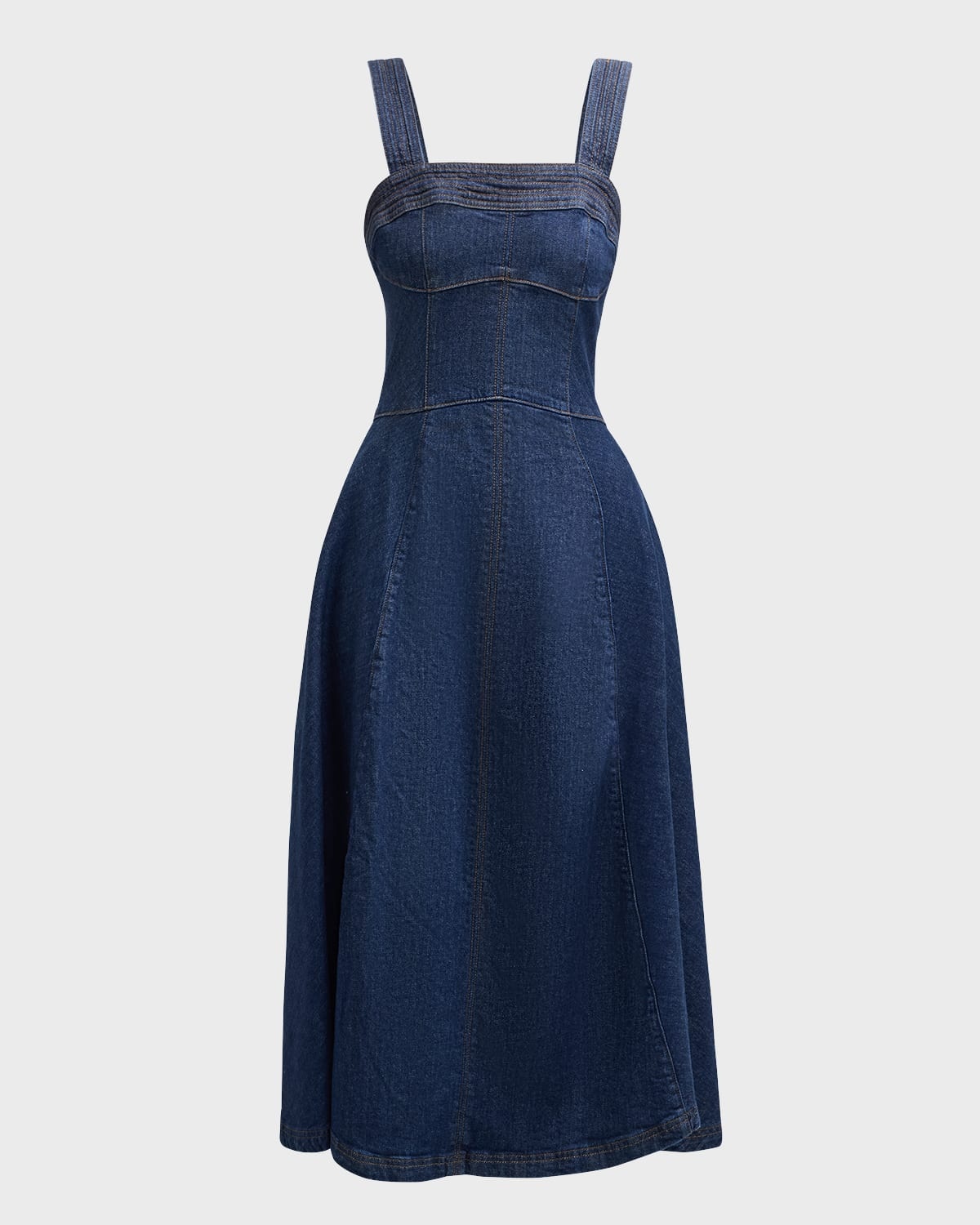 Cici Bustier Denim Pinafore Midi Dress - 1