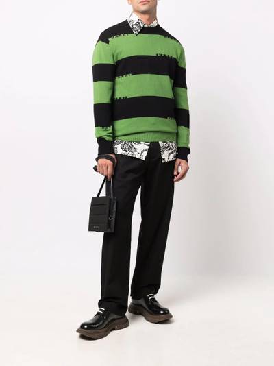 Marni striped logo-knit jumper outlook