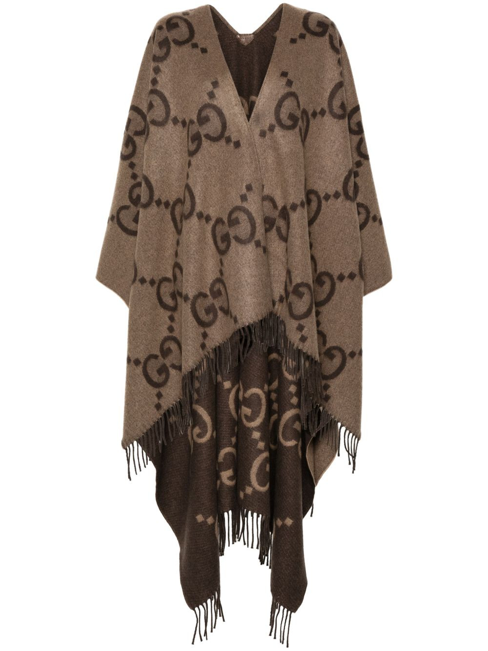 GG-logo reversible cashmere cape - 1