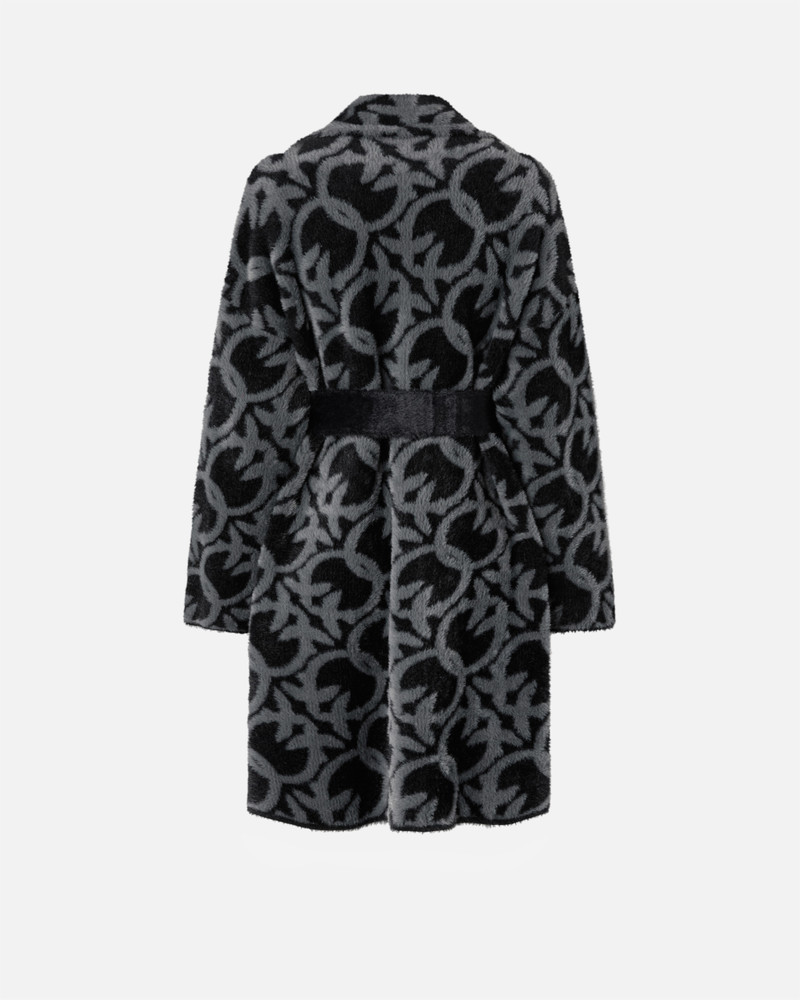 VELOUR-EFFECT COAT WITH JACQUARD LOGO 6