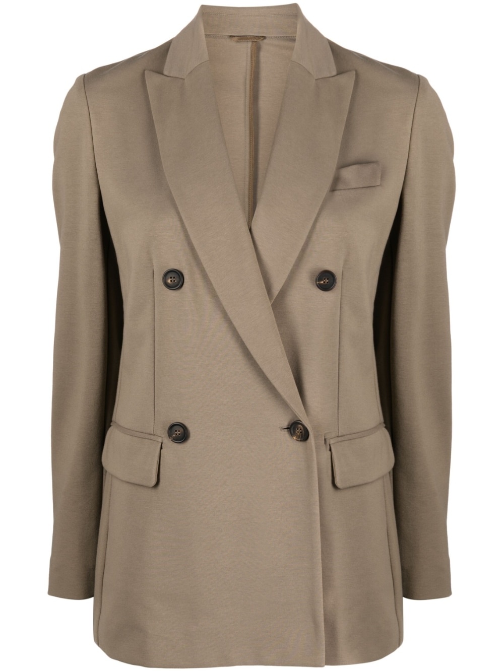 double-breasted cotton-blend blazer - 1