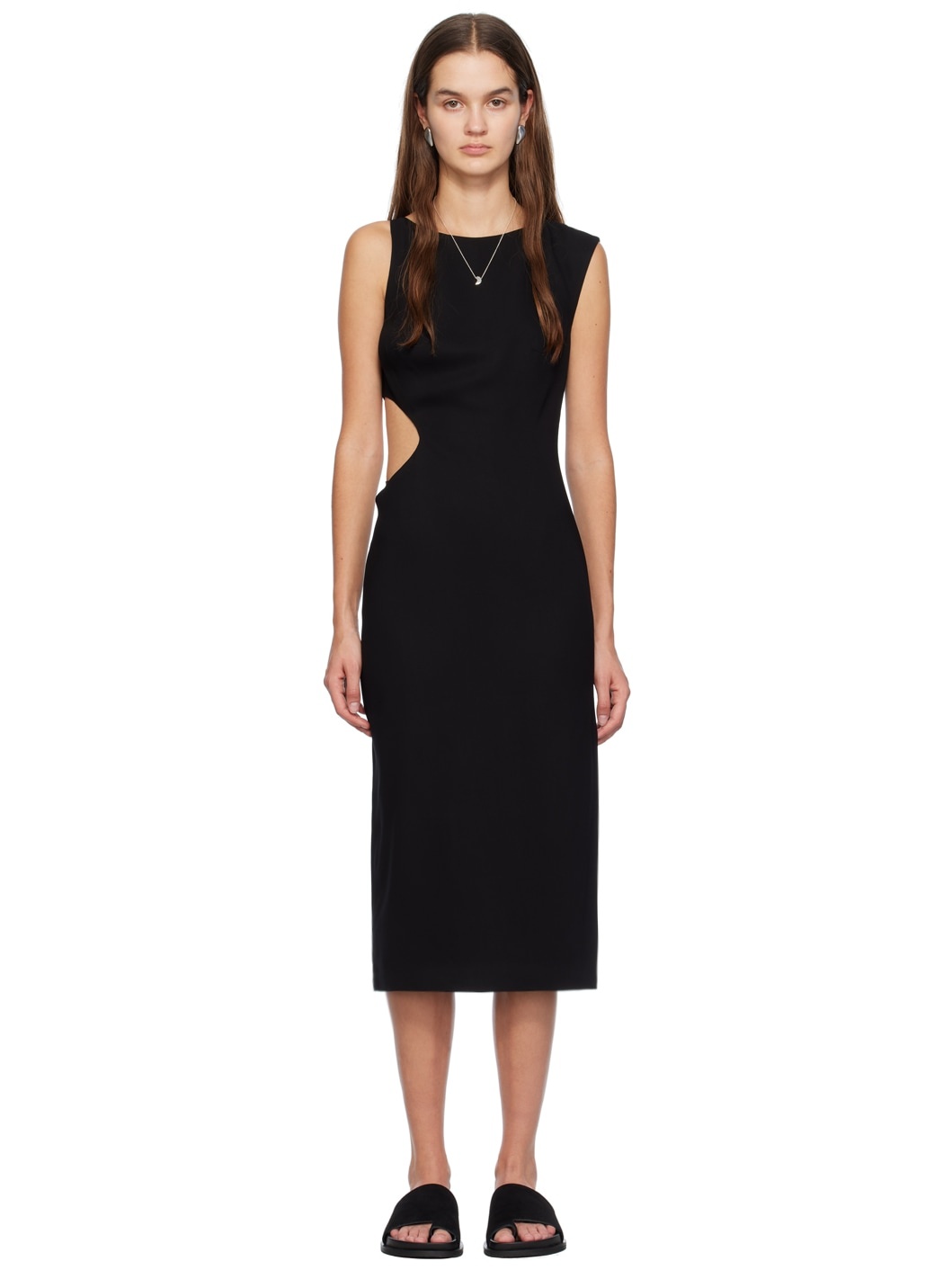 Black Arc Cutout Midi Dress - 1