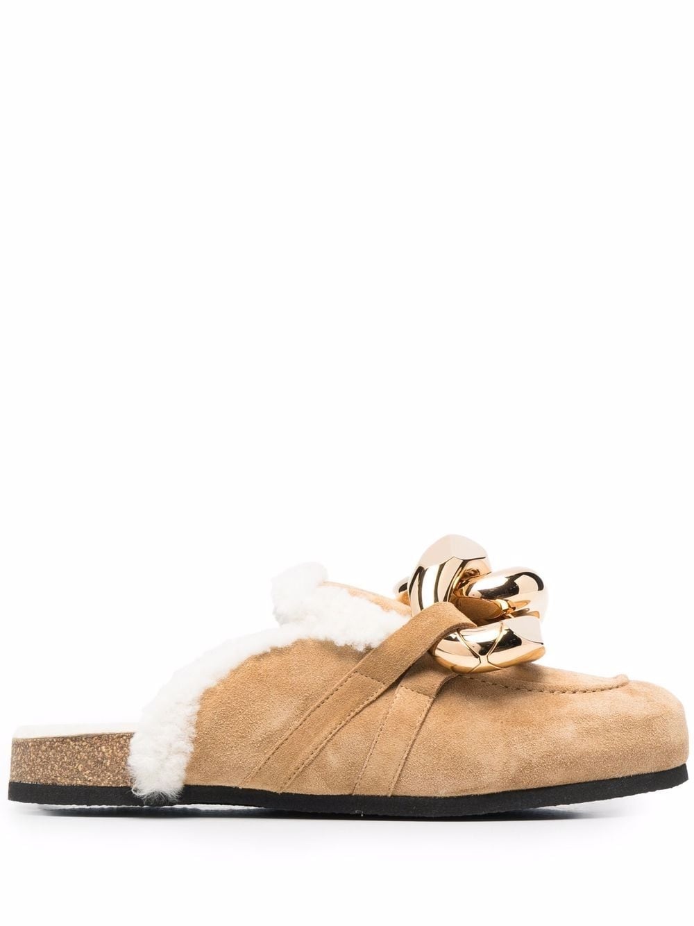 Chain shearling-lined loafer mules - 1