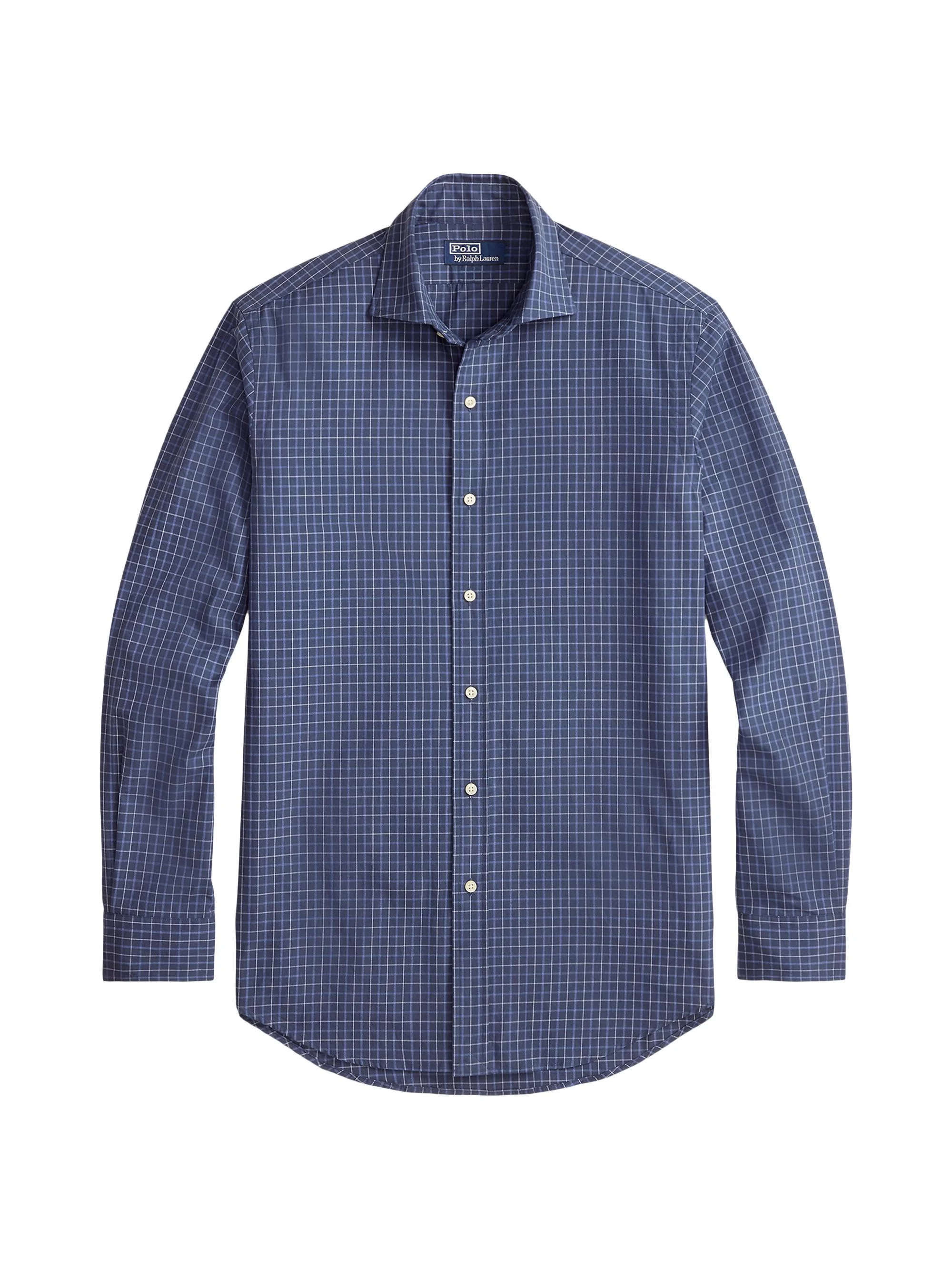 Men's Grid Cotton Poplin Shirt - Navy Blue Multi - 1