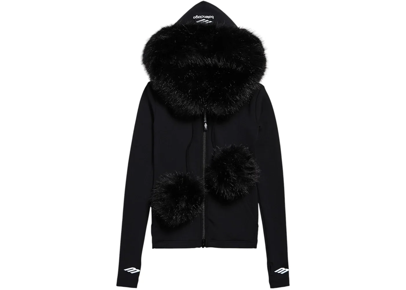 Balenciaga Women's Fluffy Zip-Up Hoodie Washed Black - 1