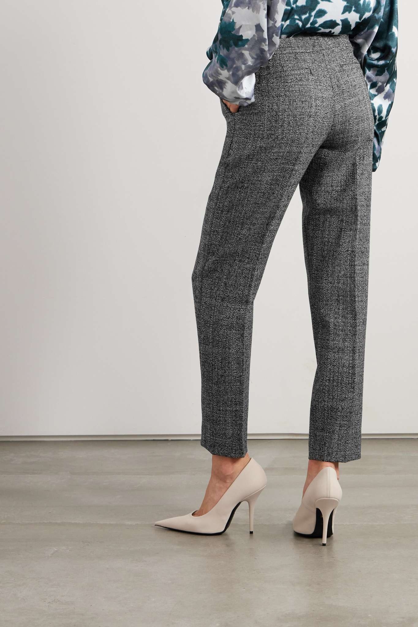 Pleated wool-tweed tapered pants - 3