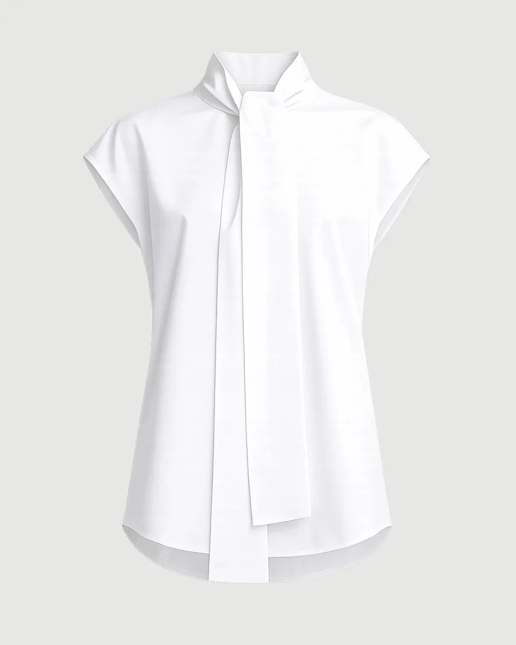 WHITE POPLIN SLEEVELESS BLOUSE WITH NECK TIE - 1