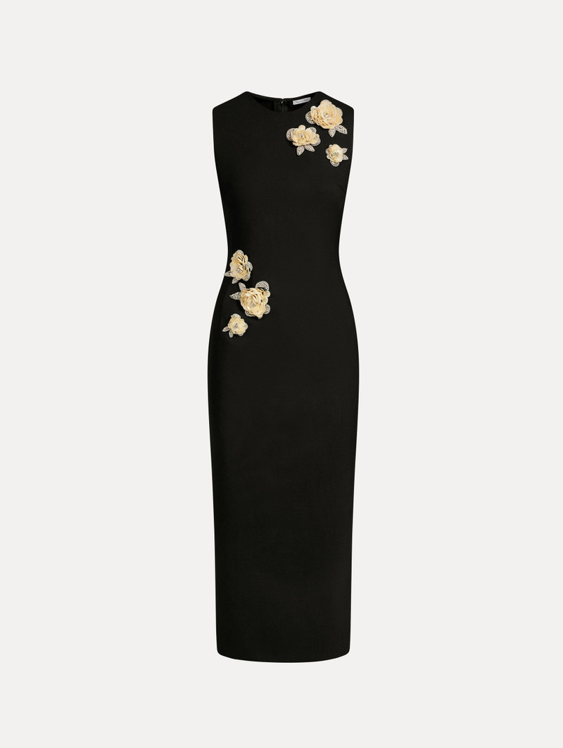 BROOCH EMBROIDERED COCKTAIL SLEEVELESS DRESS 1