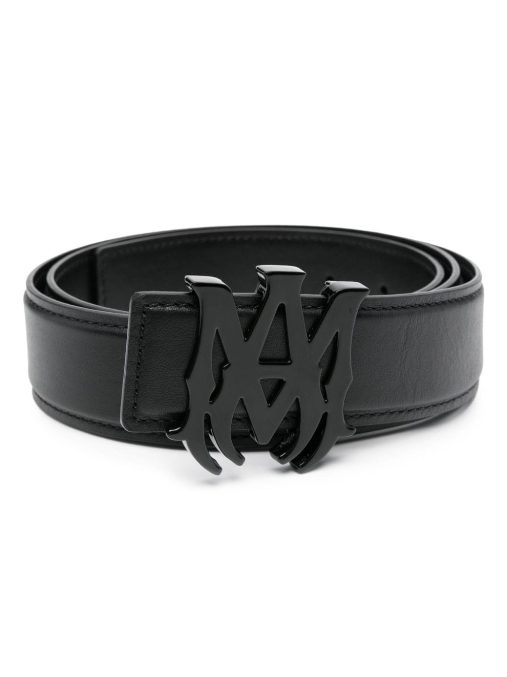 logo-buckle leather belt - 1