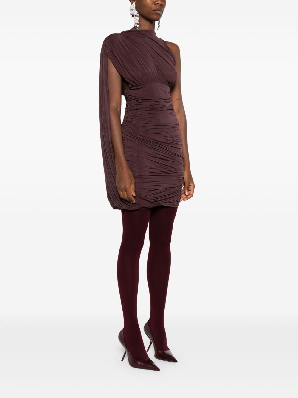draped one-shoulder dress - 3