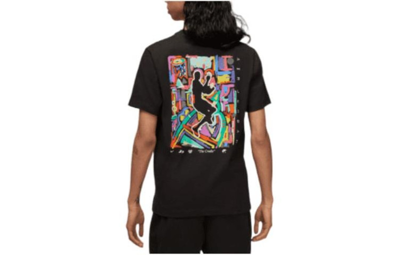 Jordan Air Jordan Brand Multi-Color Logo Printing Round Neck Short Sleeve Black DM3079-010 outlook