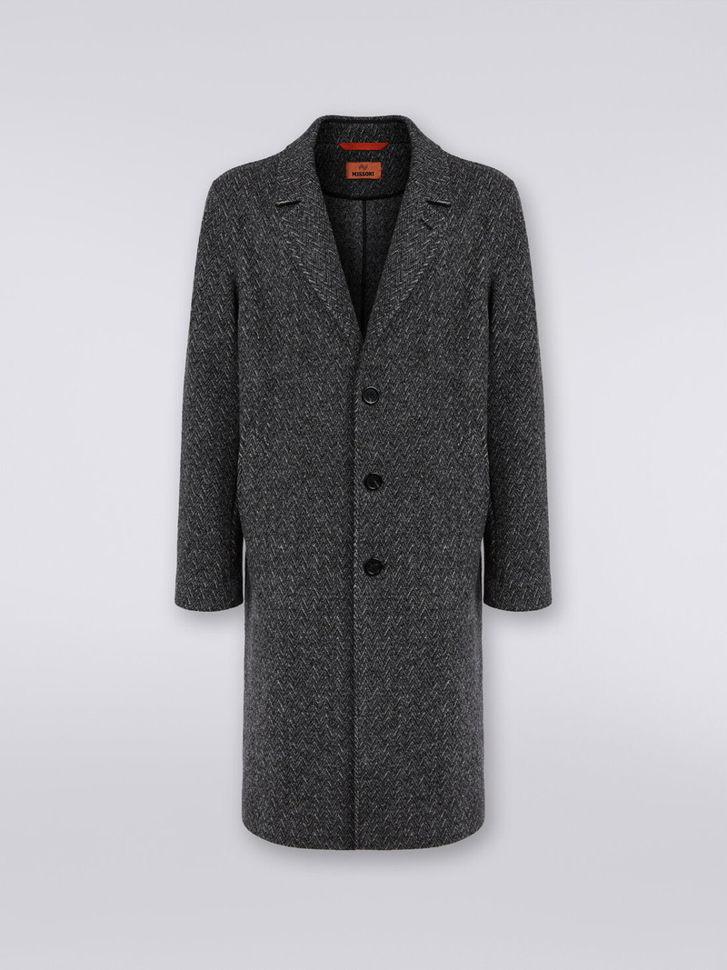 Boiled wool herringbone coat 1
