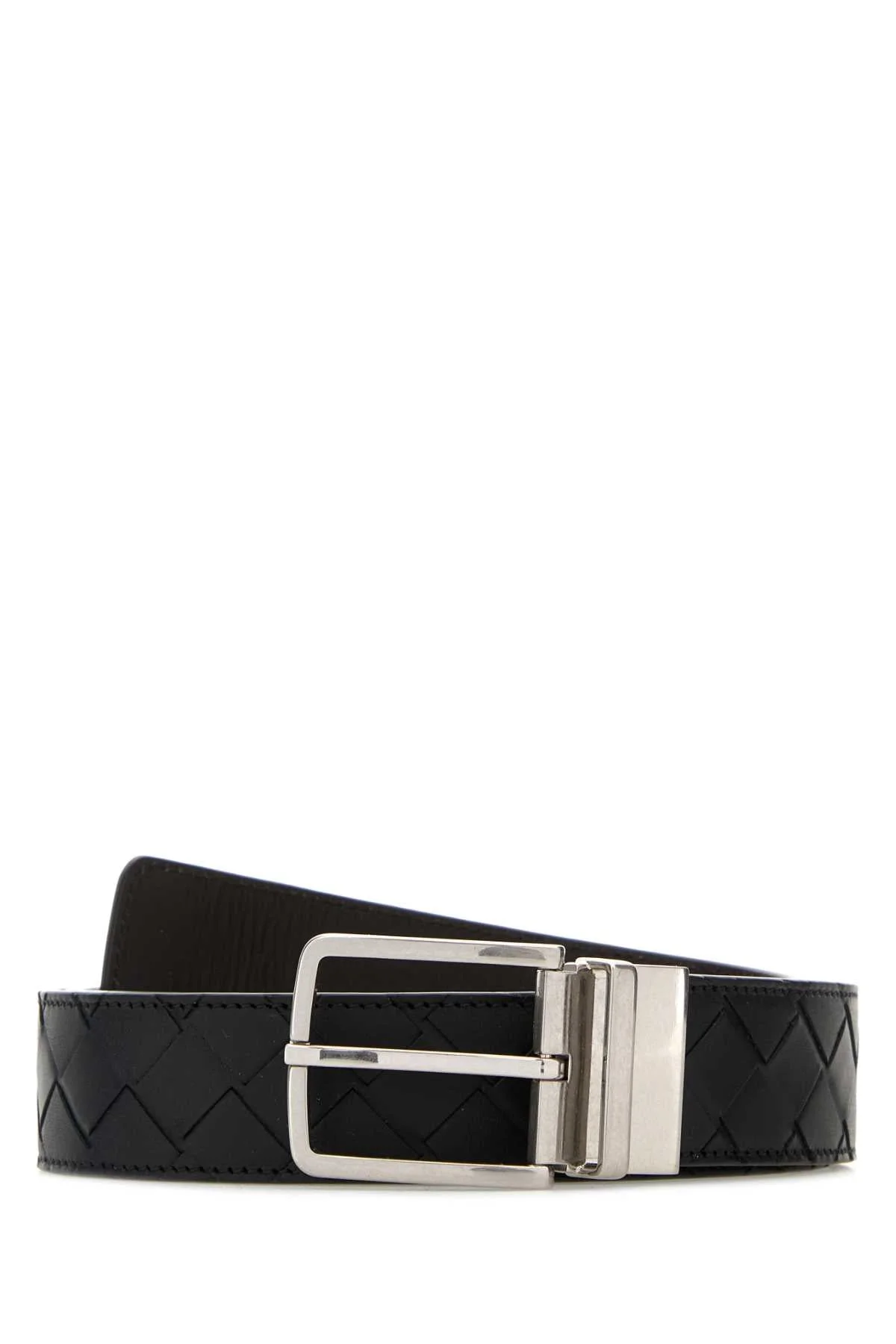 Bottega Veneta Men Black Leather Belt - 1