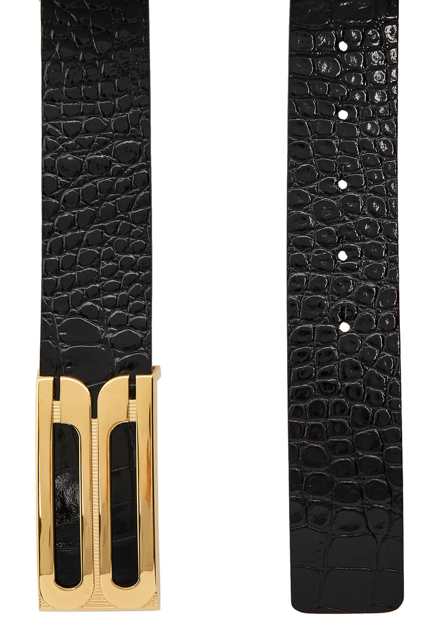 Victoria Beckham Jumbo Frame Crocodile-effect Leather Belt - 3