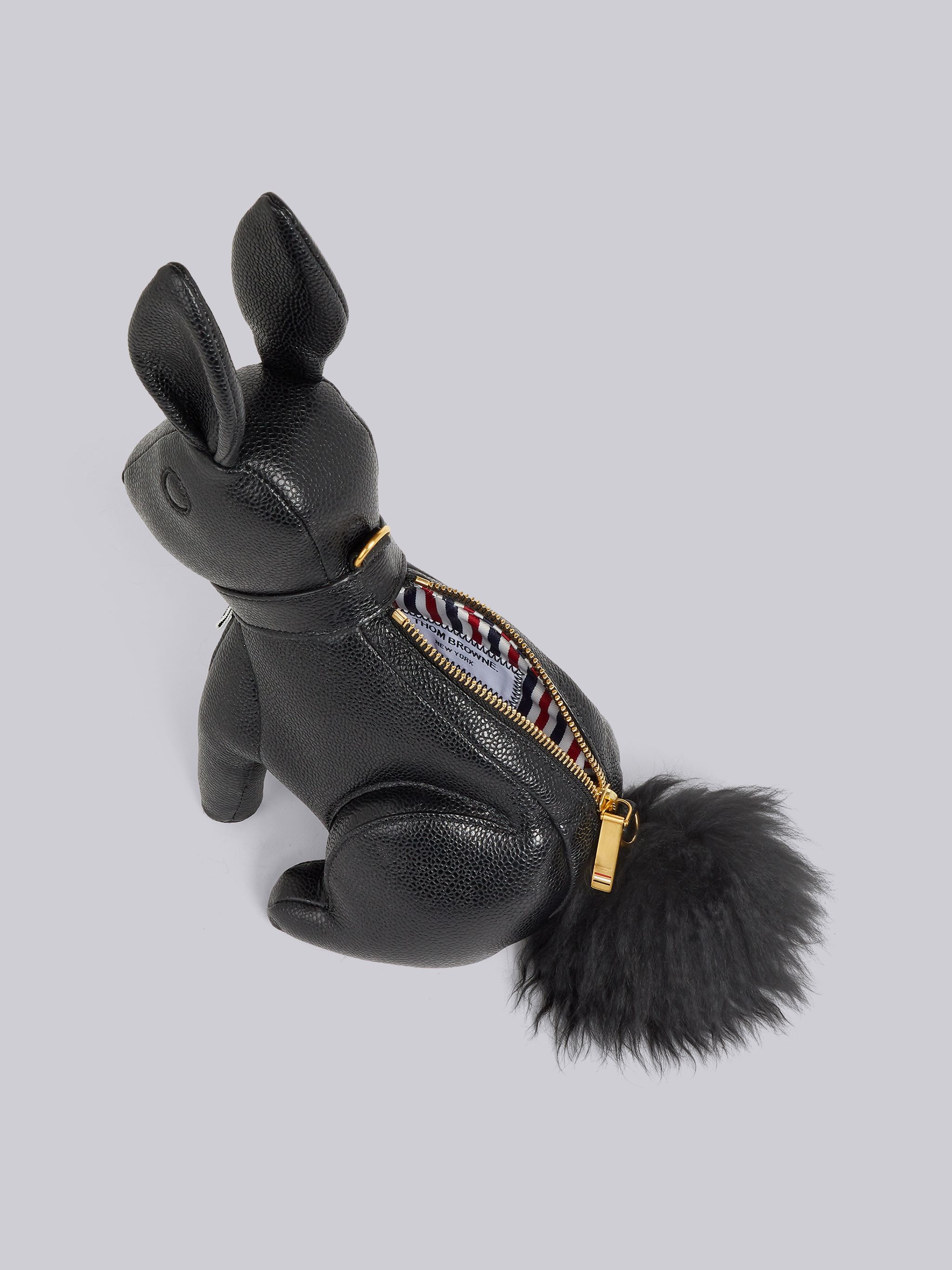 Black Pebbled Calfskin Small Leather Shoulder Strap Rabbit Bag - 5