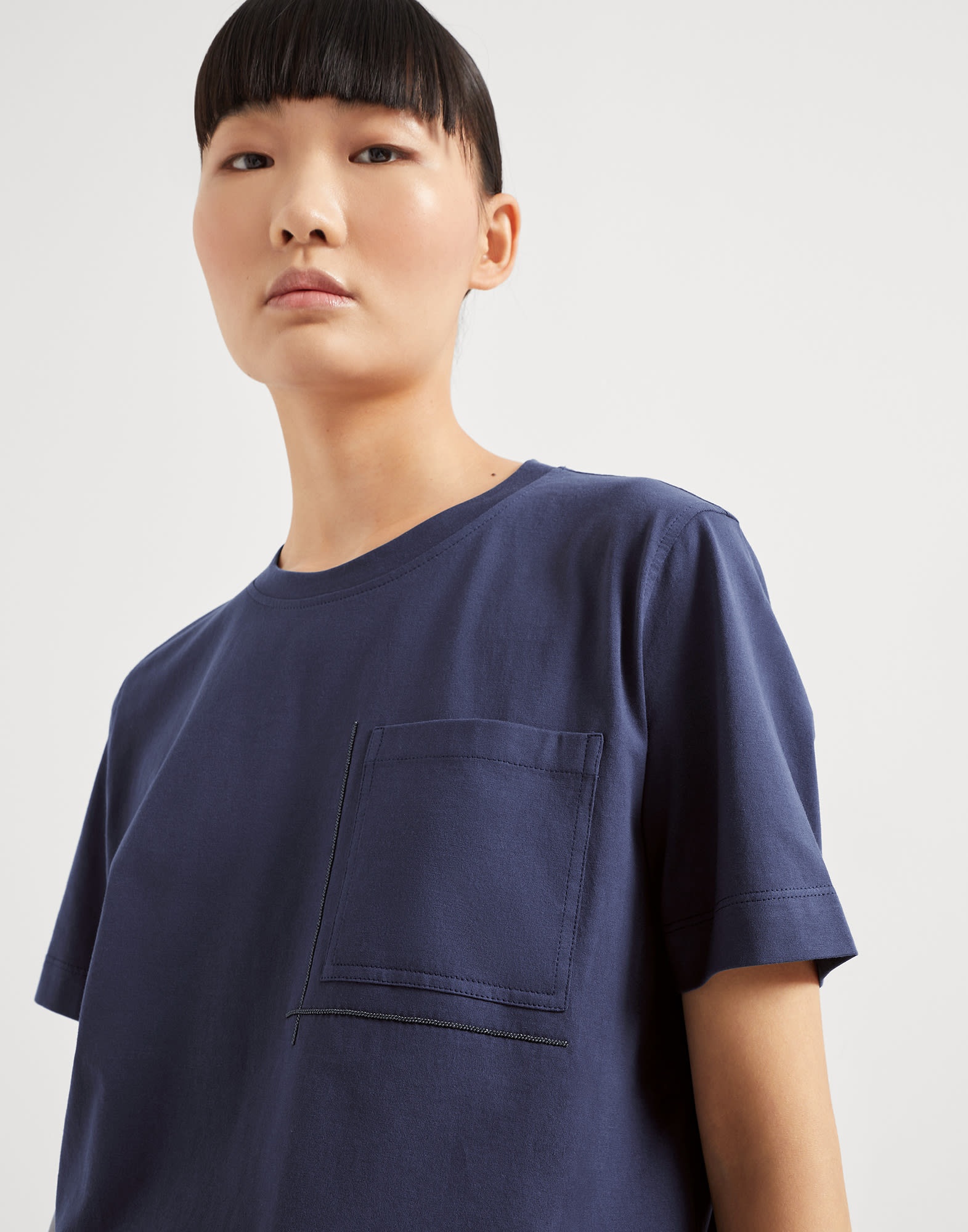 ★BRUNELLO CUCINELLI★ストレッチコットンジャージー Tシャツ ボーイズ 向け ブルー プリント Tシャツ | Brunello Cucinelli