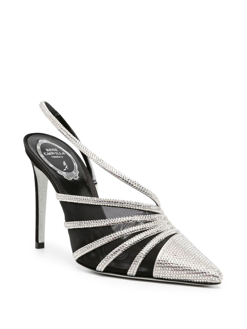 RENE CAOVILLA 115mm slingback mesh crystal pumps outlook