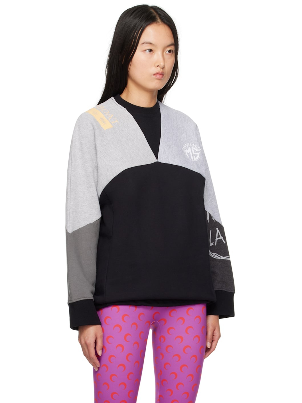 Gray & Black Upcycled Graphic Sweatshirts Sweatshirt - 2