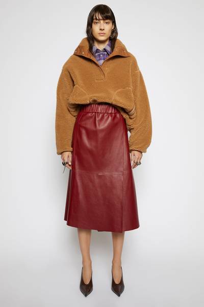 Acne Studios Leather wrap skirt wine red outlook