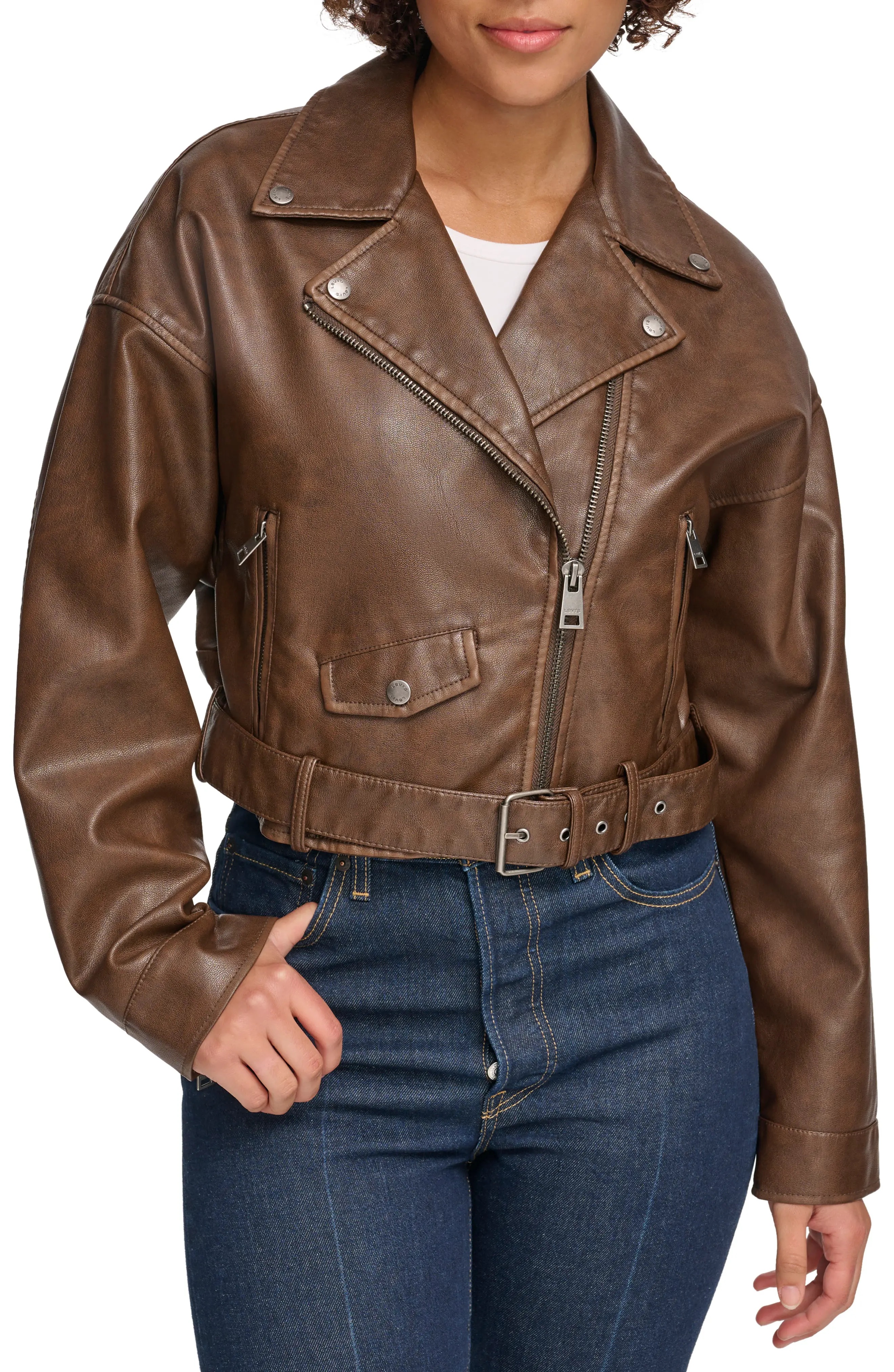 Faux Leather Moto Jacket - 1