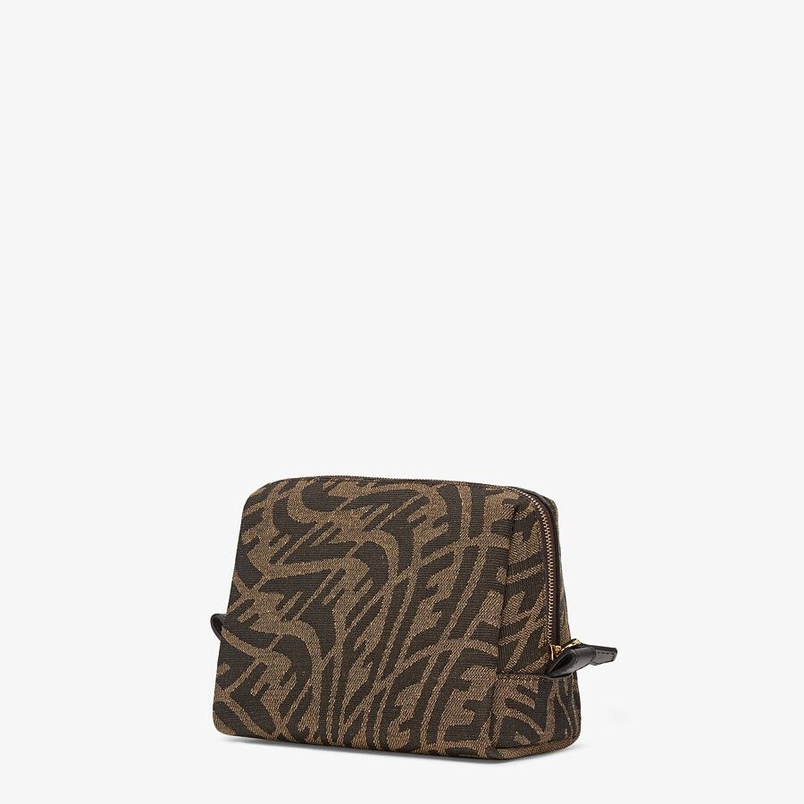 Brown fabric toiletry case - 2