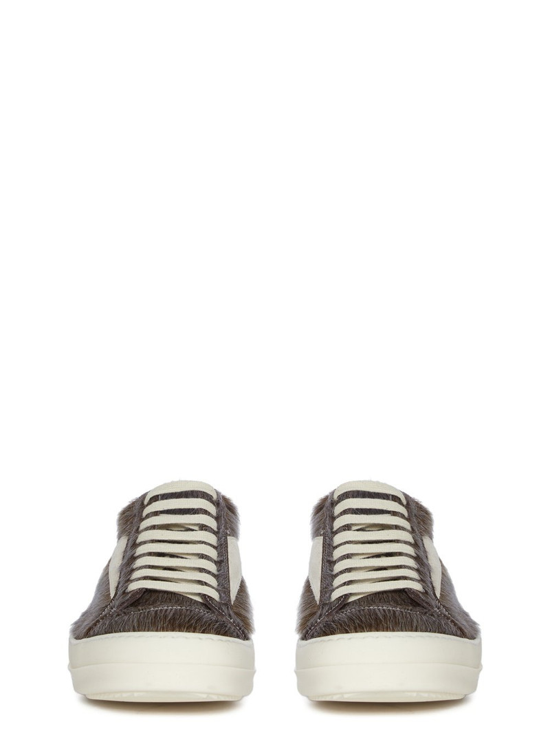 Rick Owens Vintage Suede-Trimmed Calf-Hair Sneakers Brown outlook