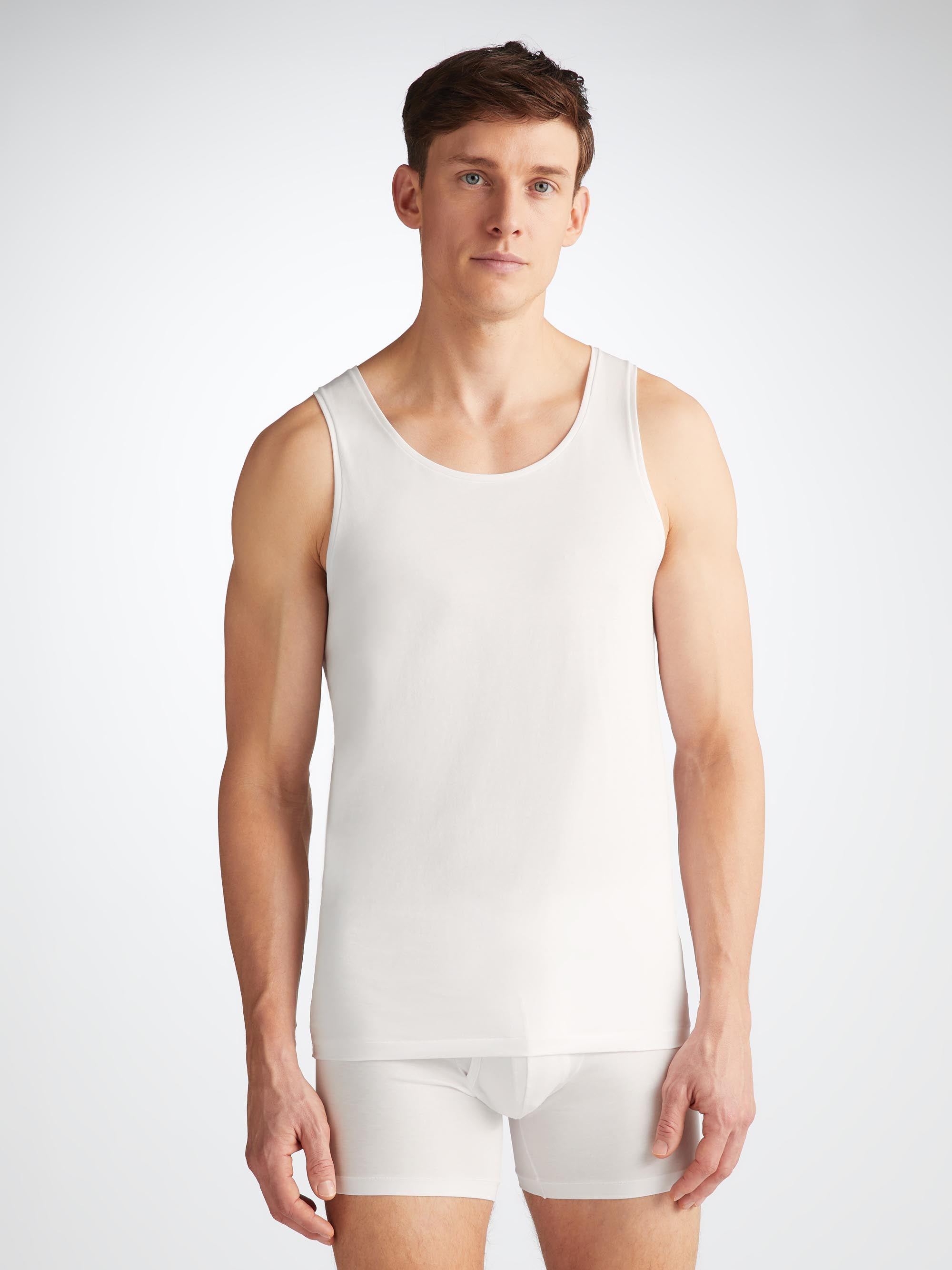 Men's Underwear Vest Jack Pima Cotton Stretch White - 3