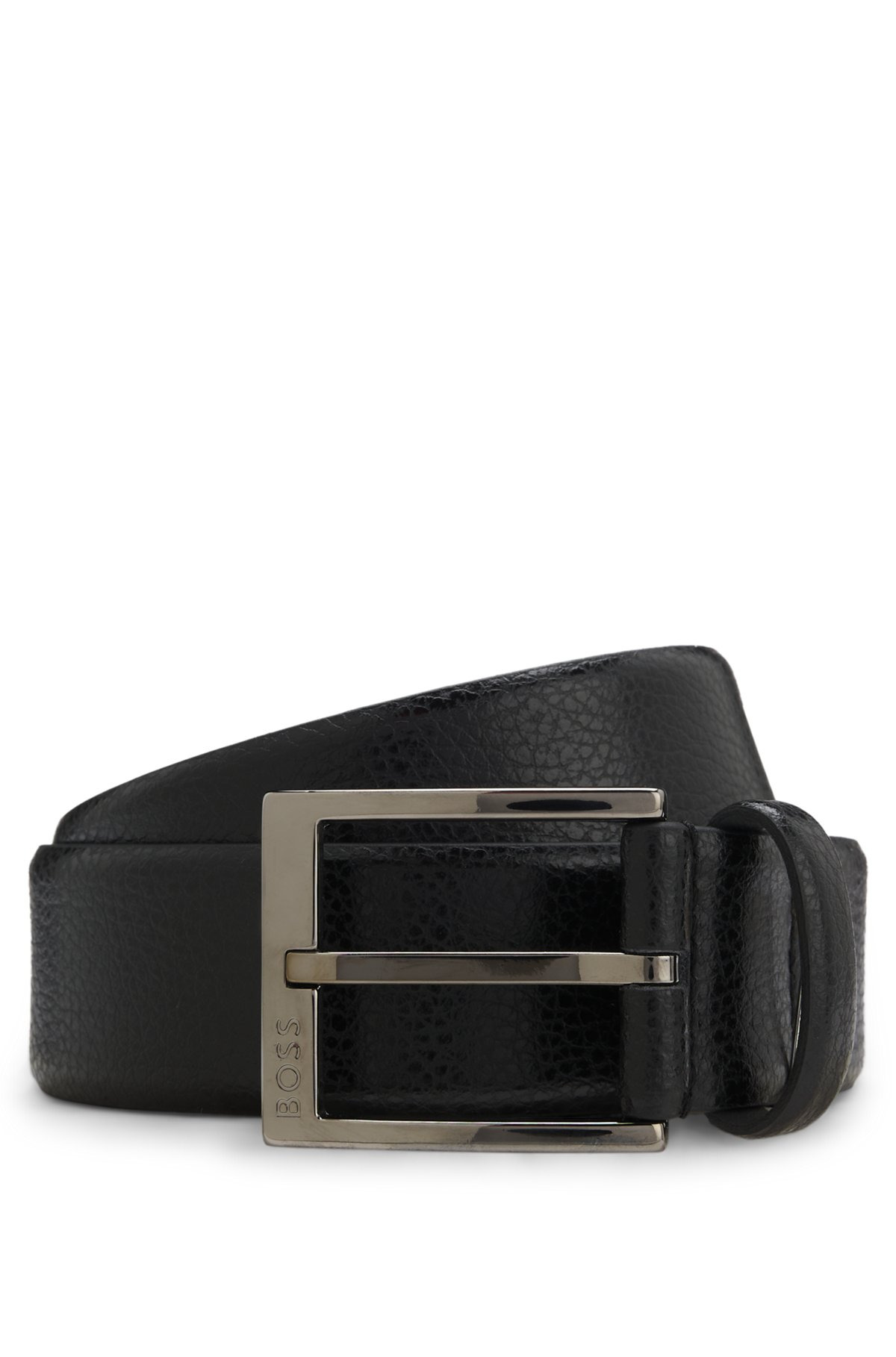 ITALIAN LEATHER BELT WITH A POLISHED ROLLER BUCKLE - 1