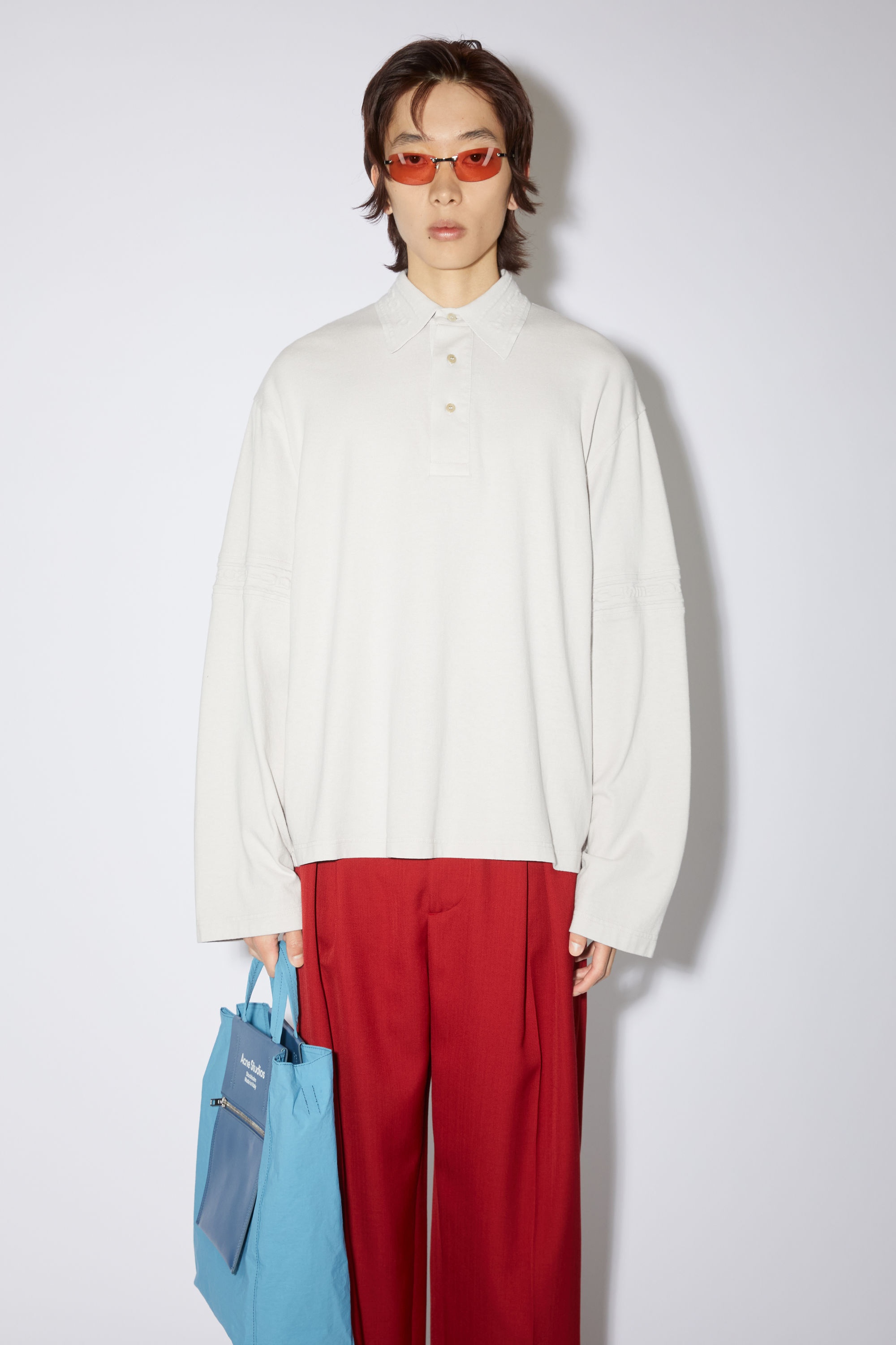Logo tape polo shirt - cold white - 2