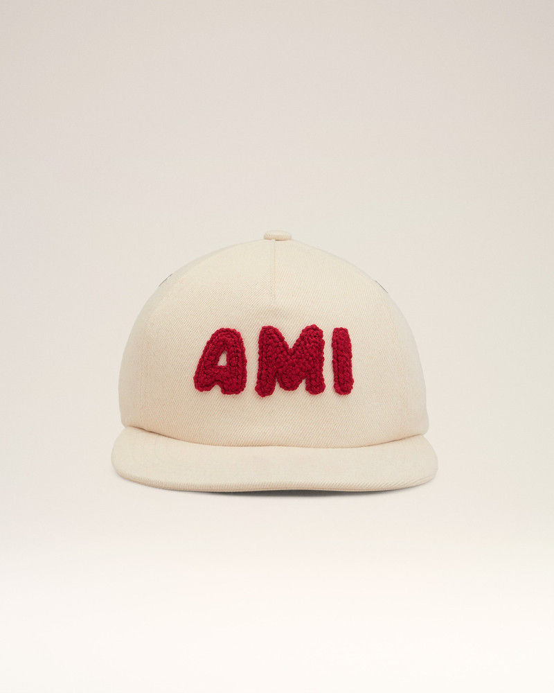 BEIGE COTTON AMI PARIS PATCH TRUCKER CAP 4