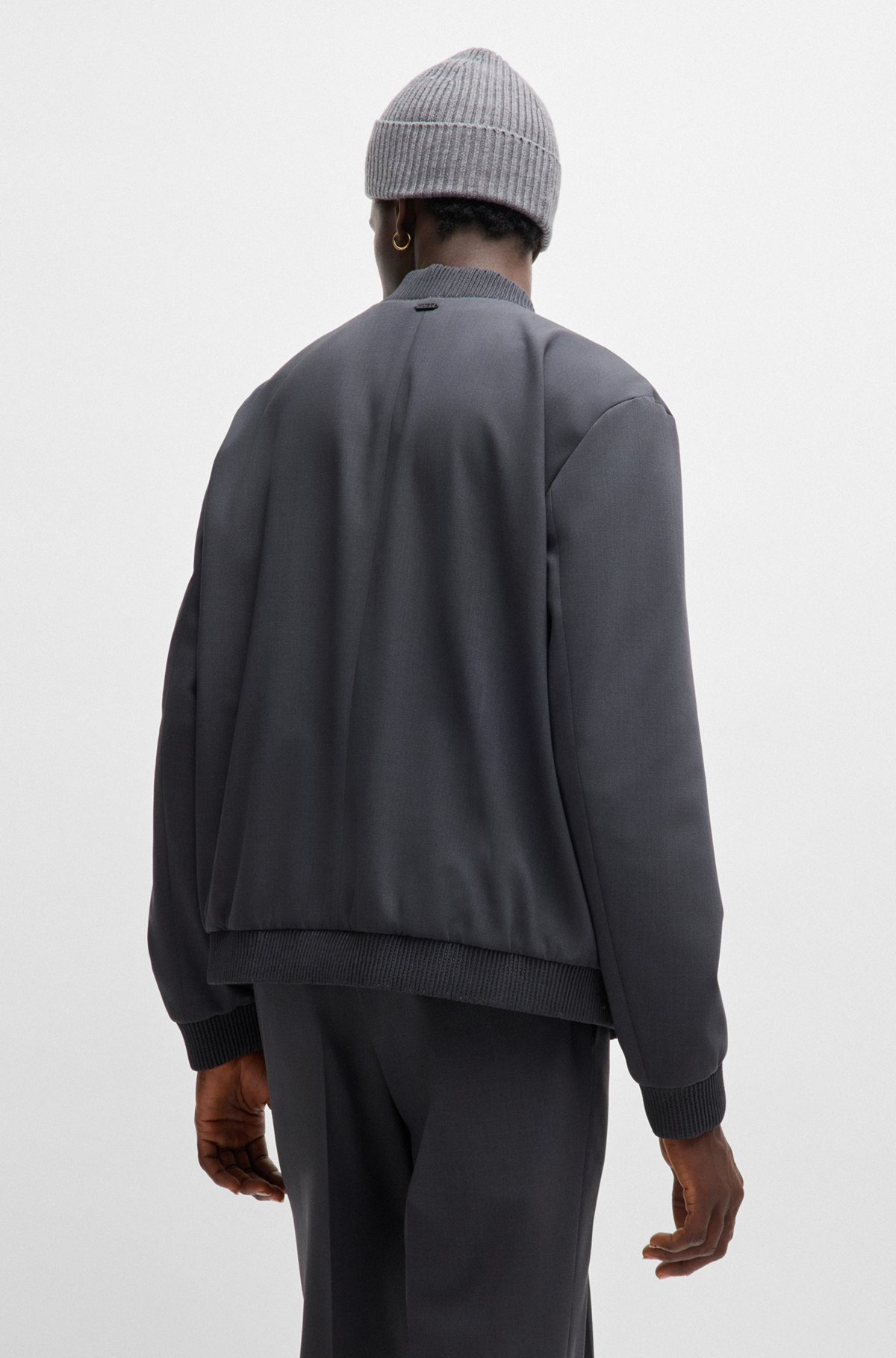 SLIM-FIT ZIP-UP JACKET IN PATTERNED STRETCH TWILL - 4