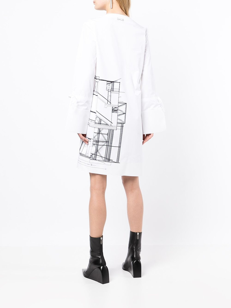 graphic-print tied-sleeves mini dress 4