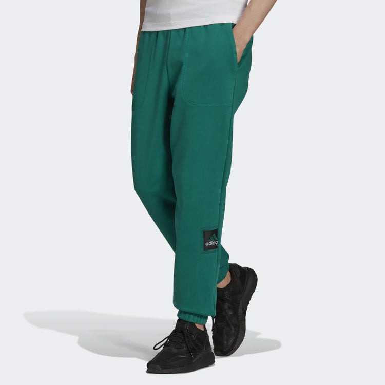 Men's adidas Logo Solid Color Loose Bundle Feet Sports Pants/Trousers/Joggers Green HG8086 - 4