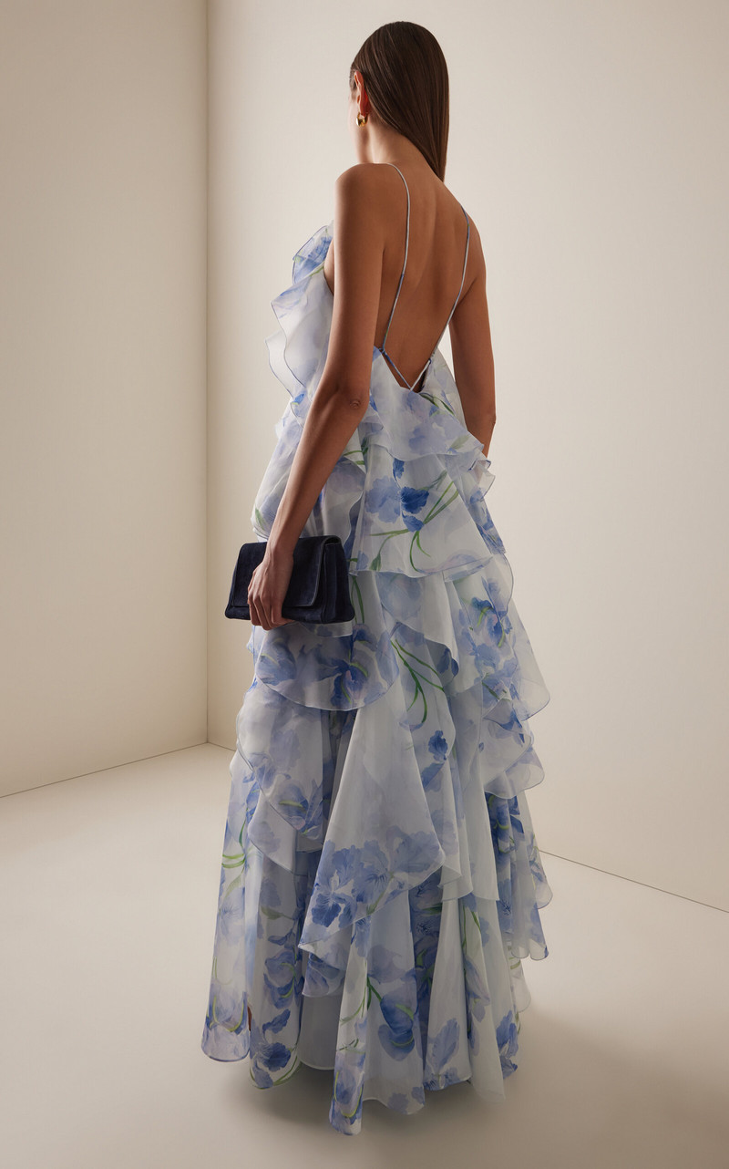 Pandorea Layered Floral-Print Chiffon Maxi Dress blue 4