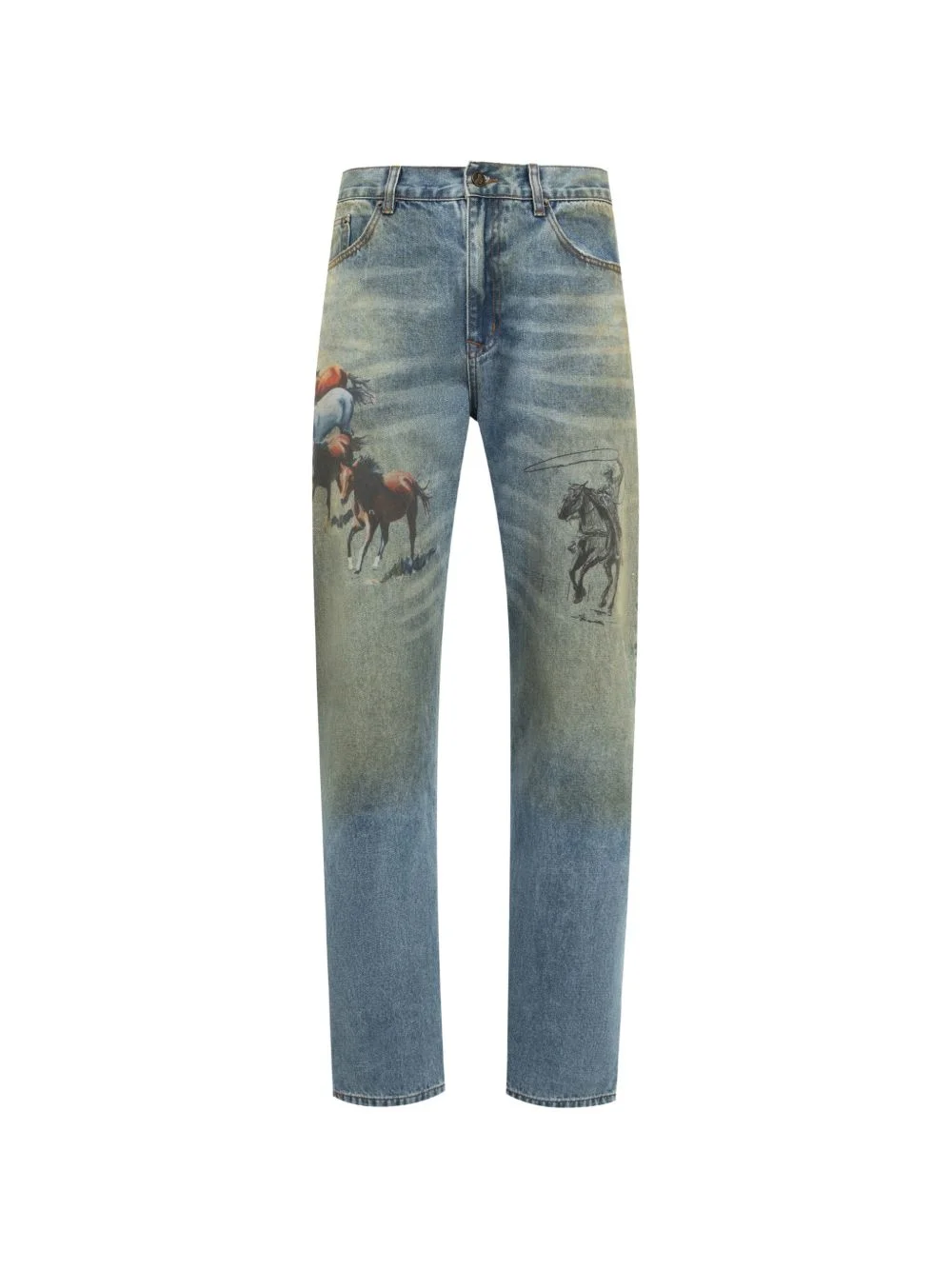 graphic-print straight-leg jeans - 1
