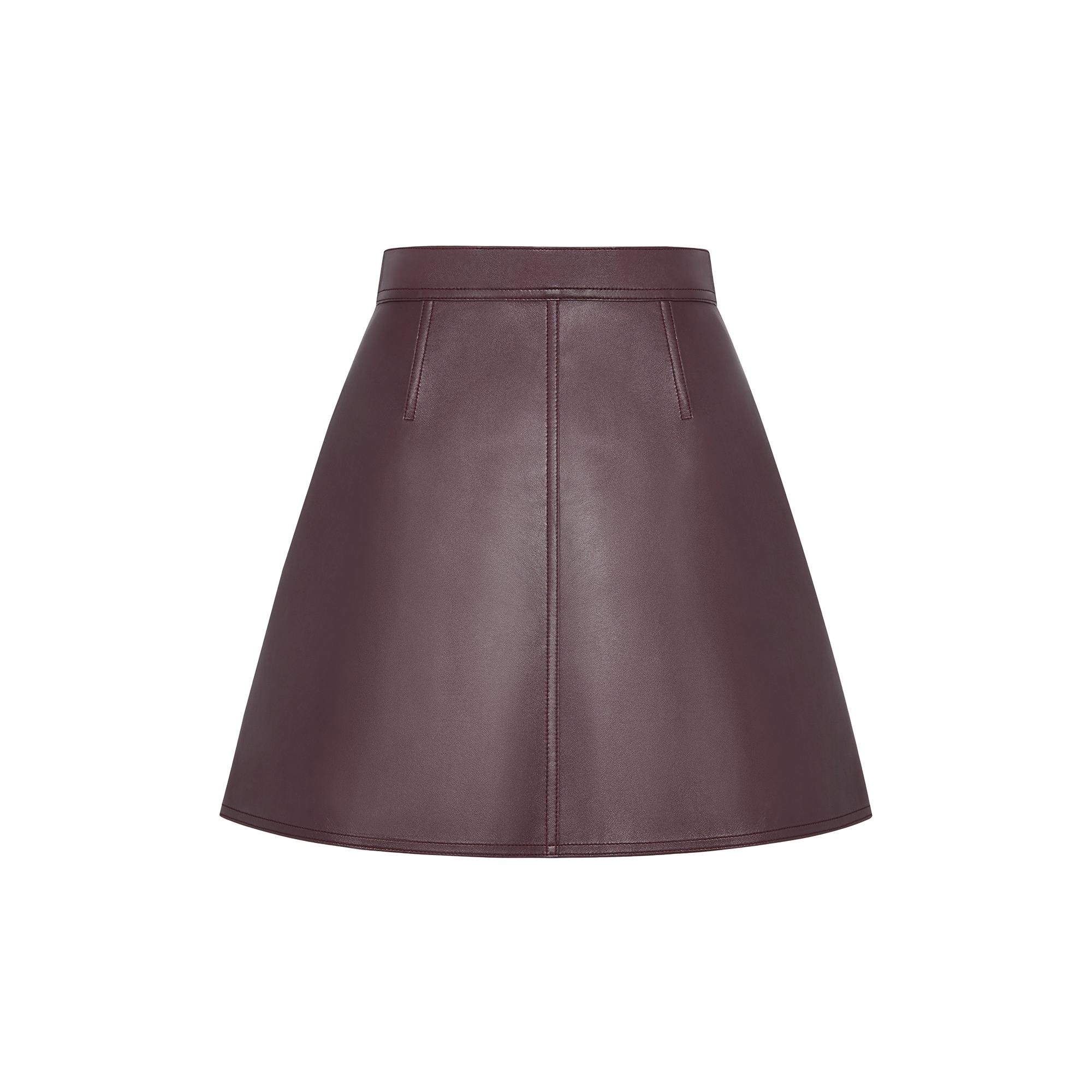 Leather A-Line Mini Wrap Skirt - 3