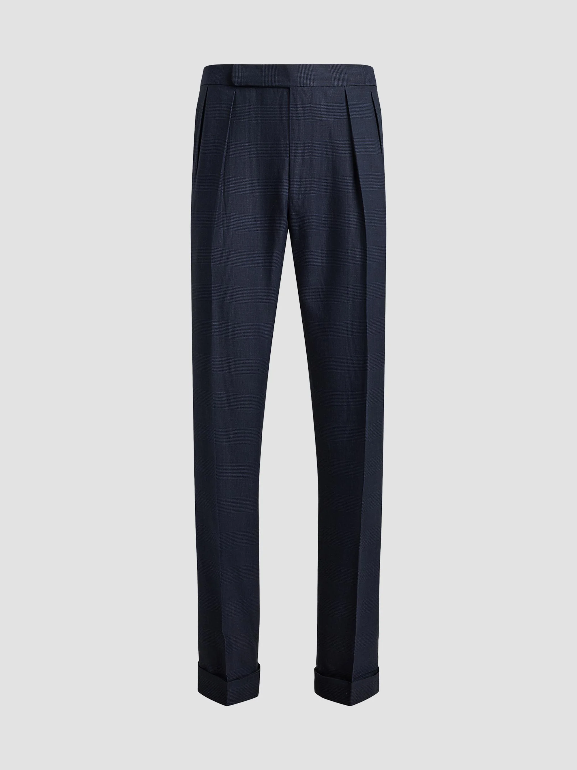 Men's Gregory Cashmere-Silk Glen Plaid Trousers - Racing Navy - 1