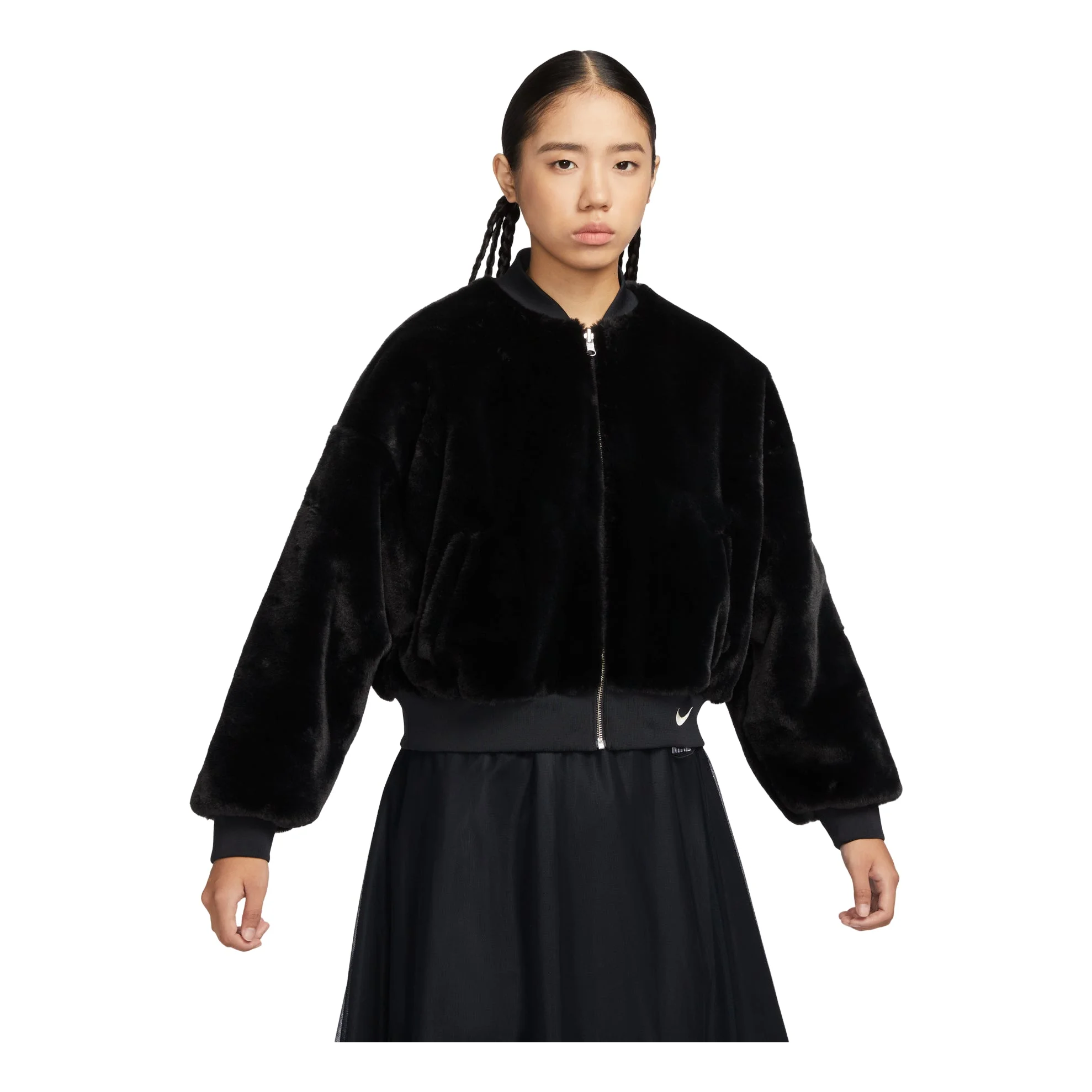 (WMNS) Nike Sportswear Reversible Faux Fur Bomber Jacket 'Black' FB8693-010 - 1