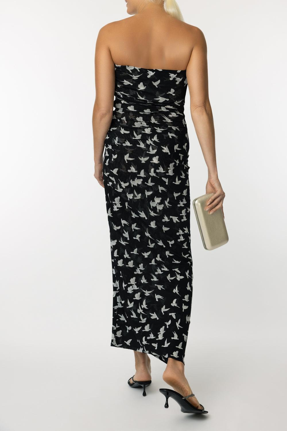 Dove Print Strapless Dress - 4