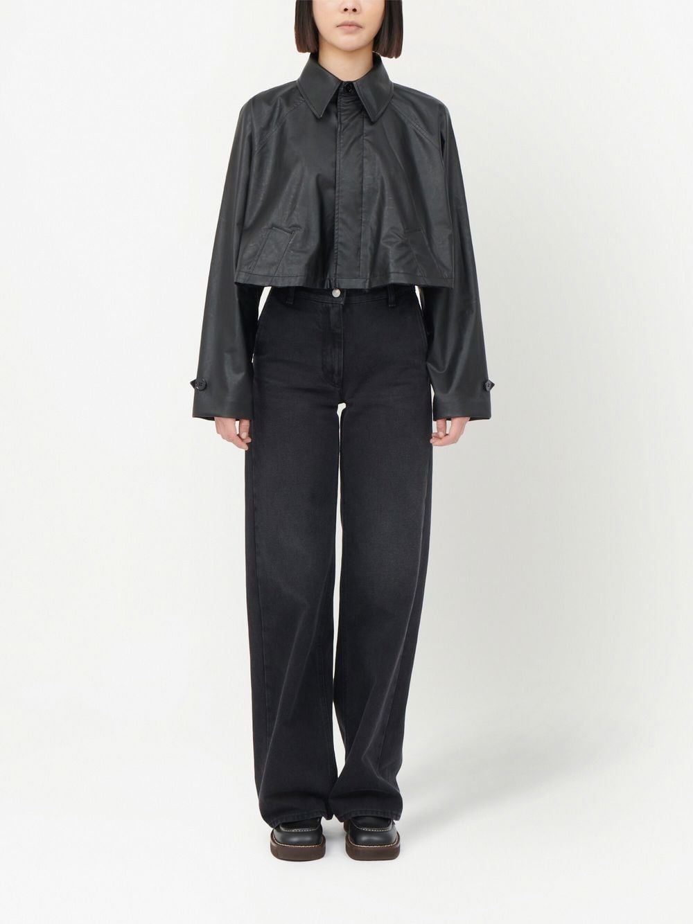 faux-leather cropped jacket - 2